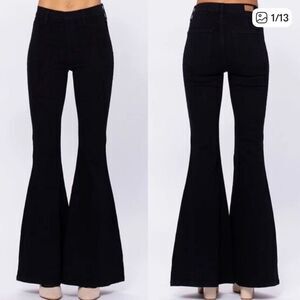 Judy Blue Pull On Super Flare Jean Black 70's Bell Bottom 29" Inseam Womens 3/26